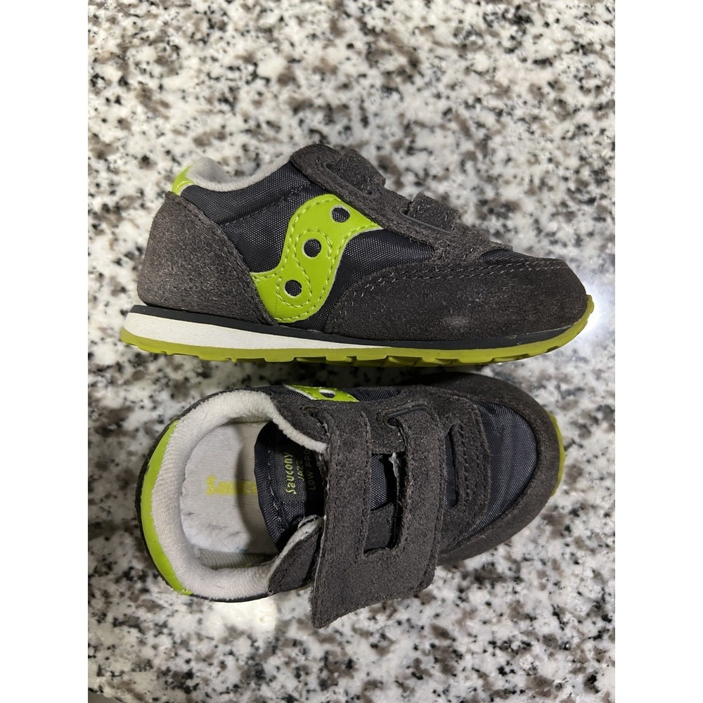 Saucony Kids Baby Jazz Hook & Loop Sneakers Grey Citron Size 4.5M